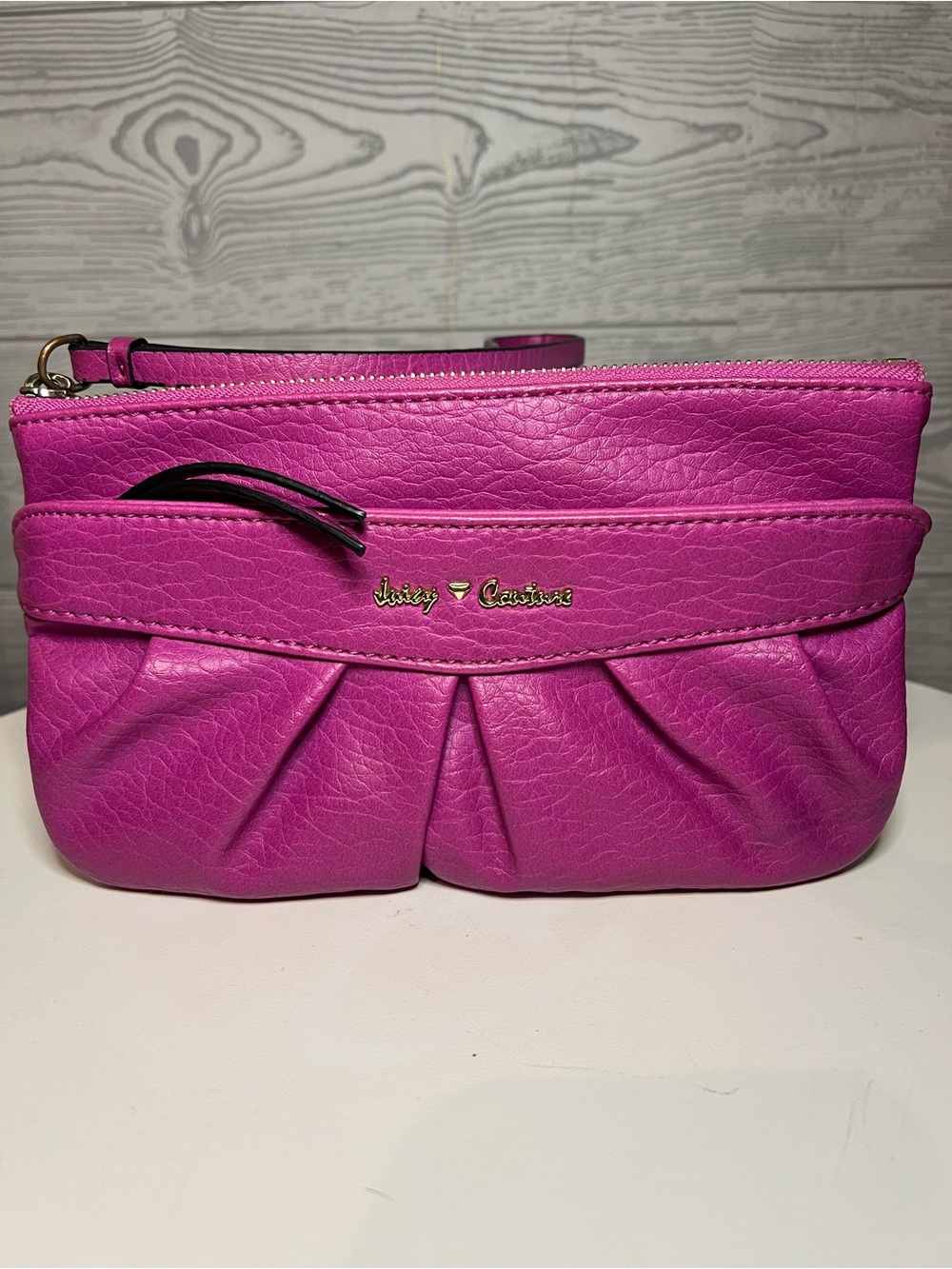 Juicy Couture Fuchsia Pleated Wristlet Clutch